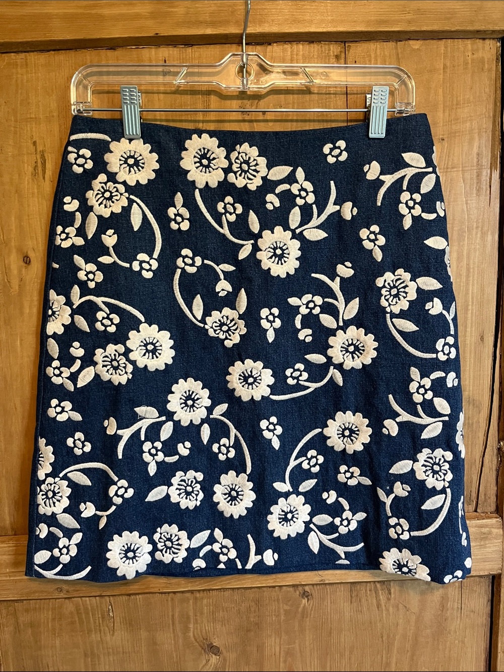 Boden Navy and Ivory Floral Mini Skirt